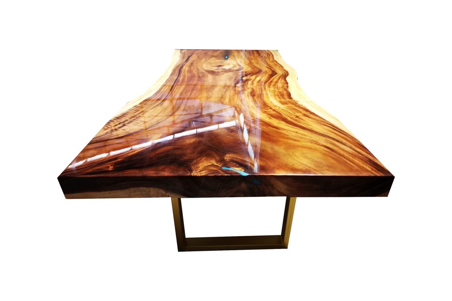 Buy Acacia Wood Live Edge Dining Table With High Gloss Epoxy Resin