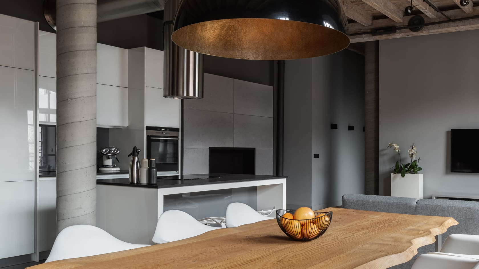 A living room in perfect industrial style