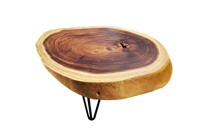 A small wooden coffee table