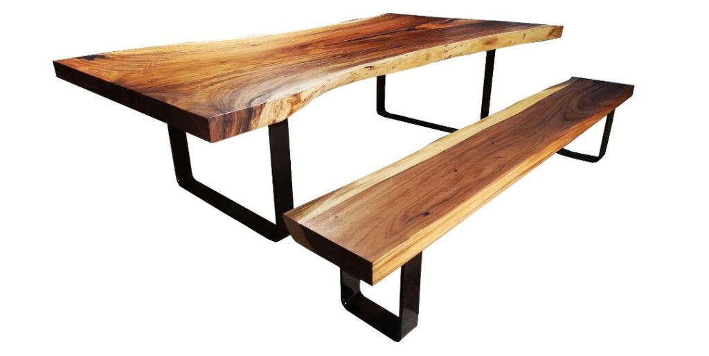 Acacia tables with bench