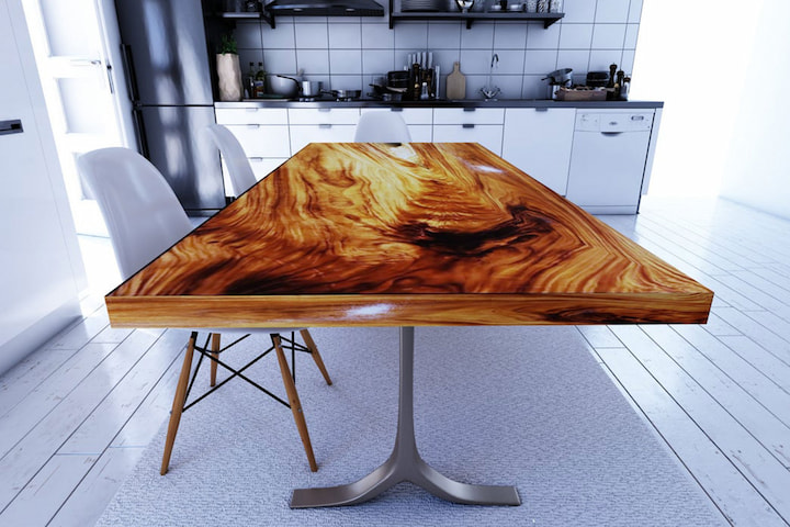 Straight Cut Dining Table with Epoxy Resin Finish